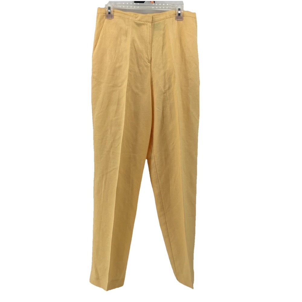 Norton McNaughton Linen Pants Women's 10 Yellow Dress Business Casual Creased